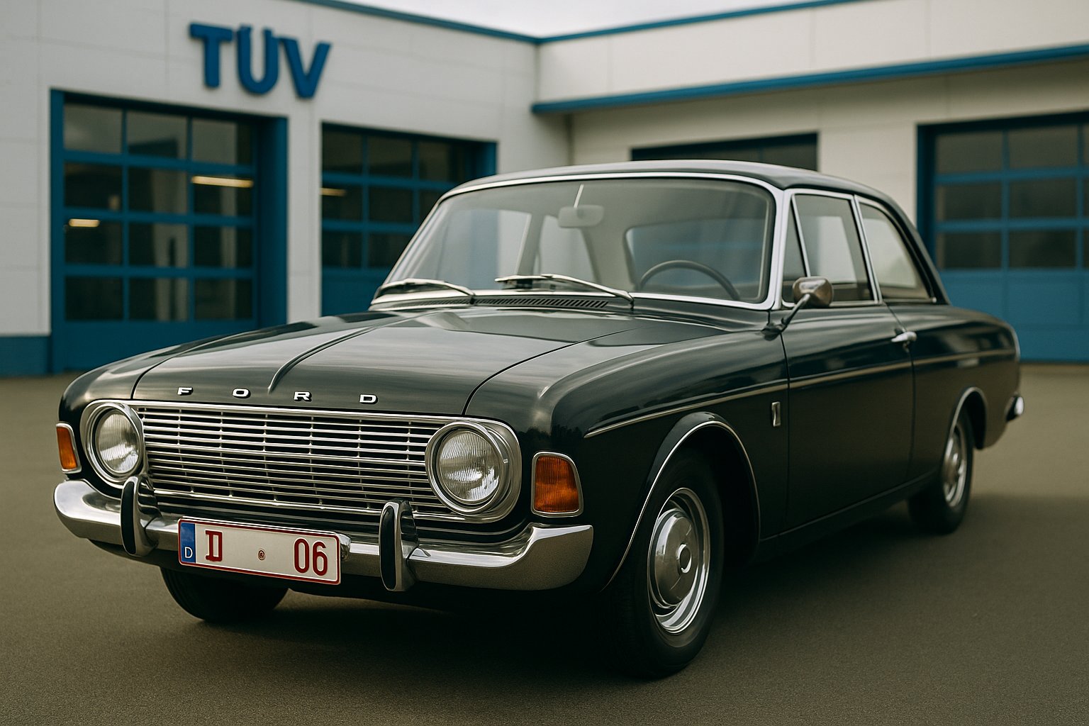 Oldtimer bei TÜV-Prüfung mit rotem Kennzeichen CARVENTURE.DE